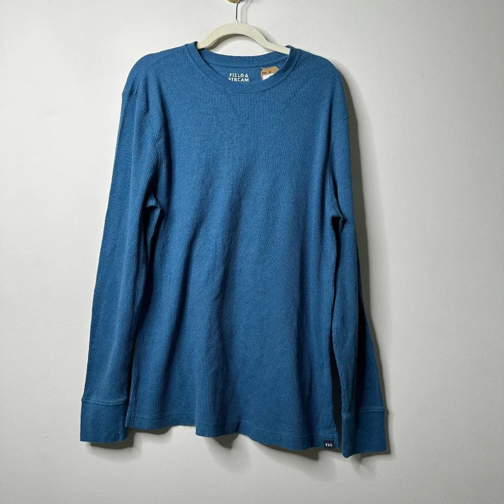 Field & Stream Blue Long Sleeve Waffle Knit Shirt Men's Large NEW - Picture 1 of 5